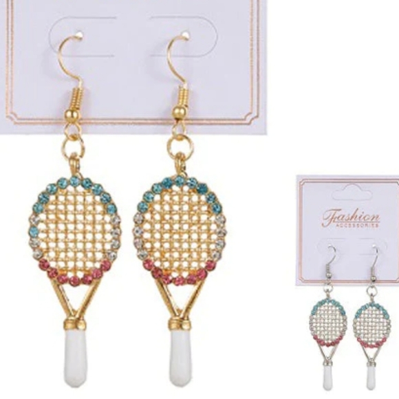 Tennis Racket Fashion Earrings - Picture 1 of 3